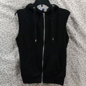 H & M Divided Black Hooded Sweatshirt Vest